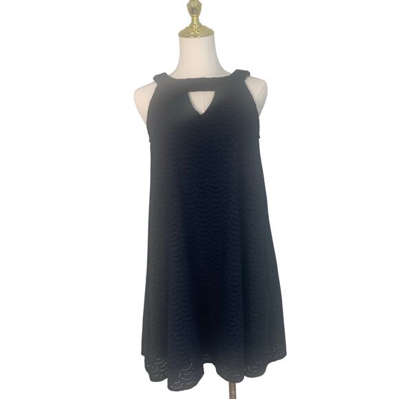 Hope & Harlow Dresses & Skirts - Hope & Harlow Navy Blue Eyelet Sleeveless Lined Dress Size 2